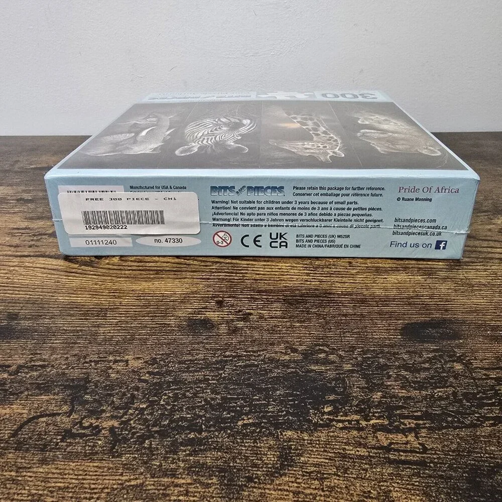 NEW SEALED Bits And Pieces Pride of Africa 300 Large Piece Jigsaw Puzzle Manning